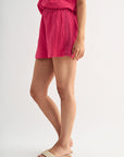Bright Rose 3 Inch Short w/ Crochet Side