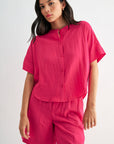 Bright Rose Relaxed Button Down Shirt