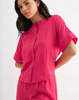 Bright Rose Relaxed Button Down Shirt