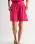 Bright Rose Pleated Bermuda Short