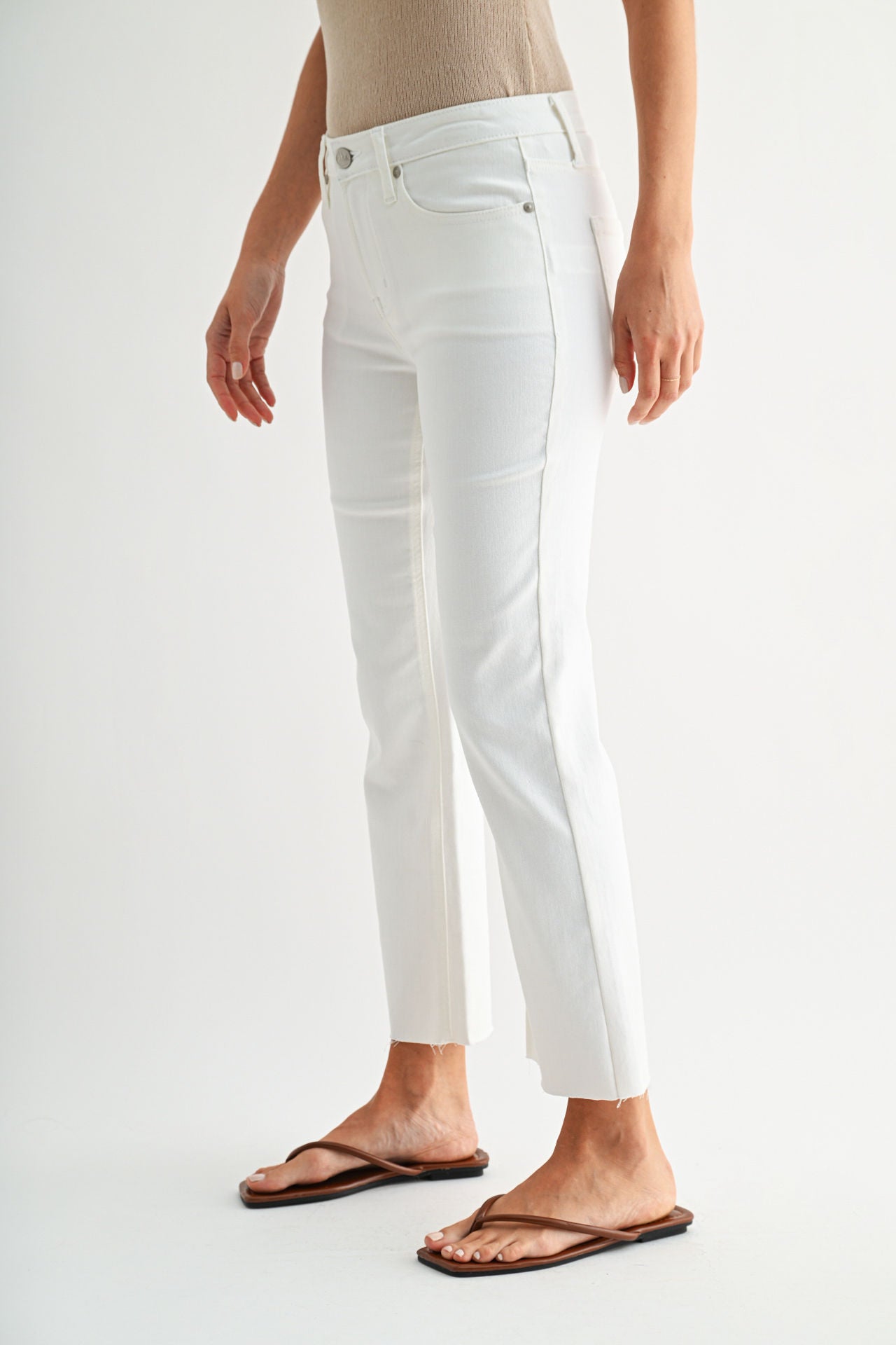 Ivory Cropped Flare Leg