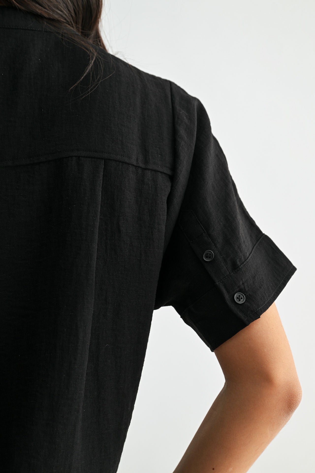 Black Relaxed Button Down Shirt