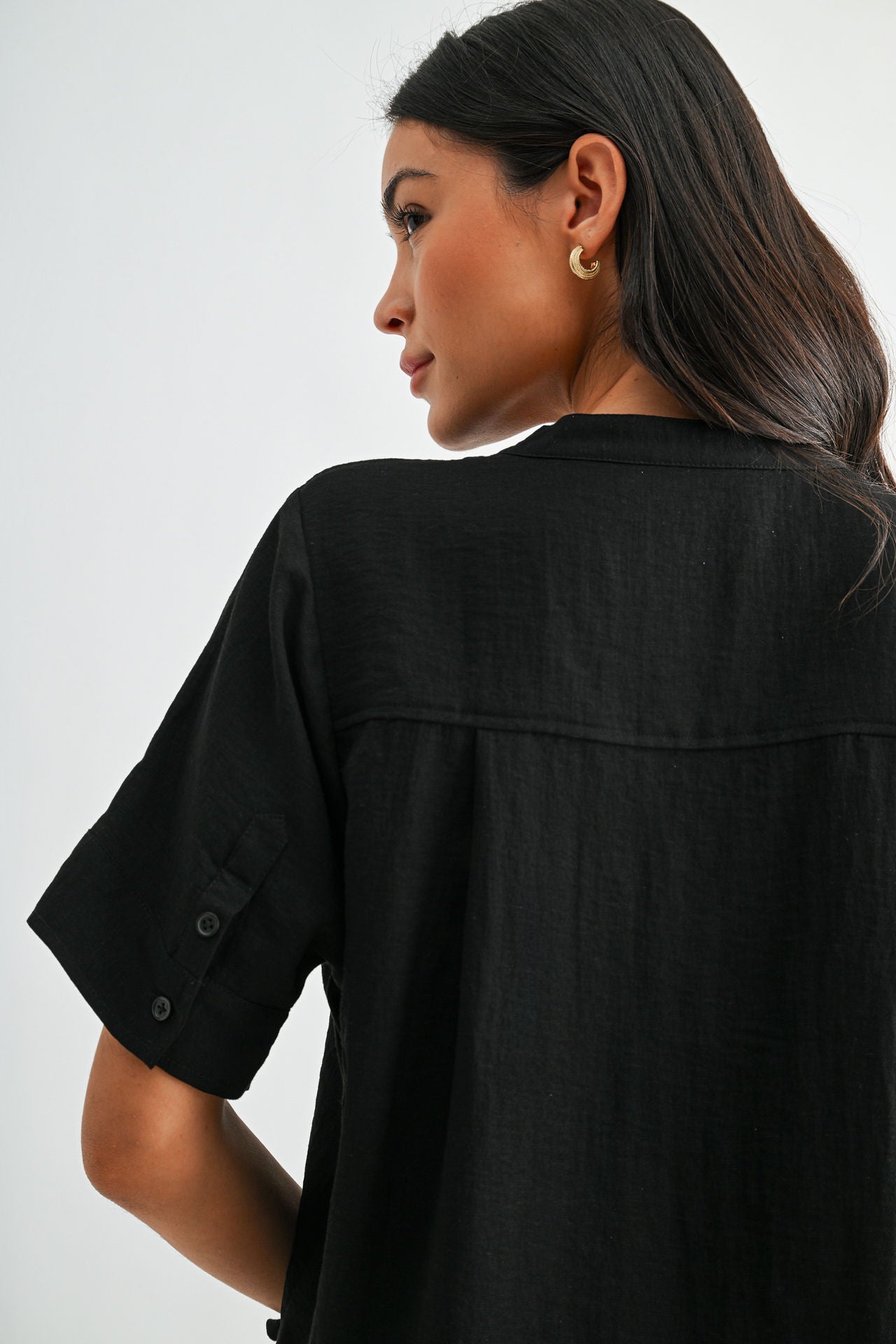 Black Relaxed Button Down Shirt