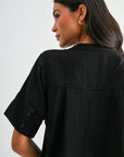 Black Relaxed Button Down Shirt