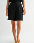 Black Pleated Bermuda Short