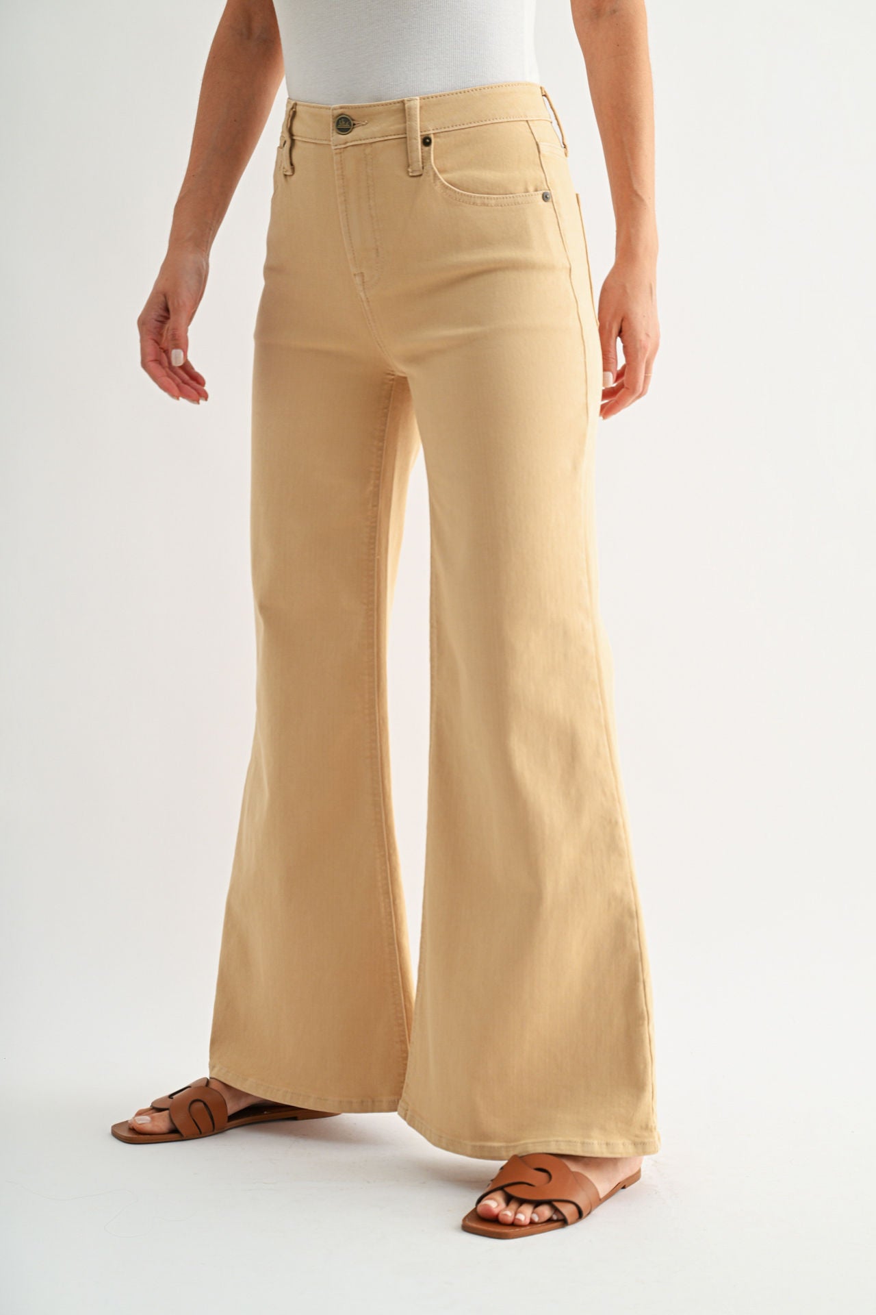 Latte Bond Wide Leg Jeans