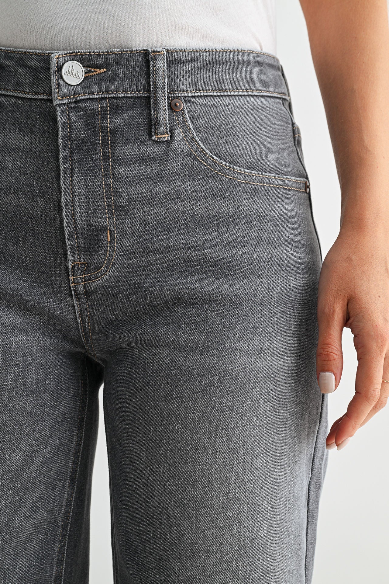 Grey Dover Cropped Straight Leg Denim