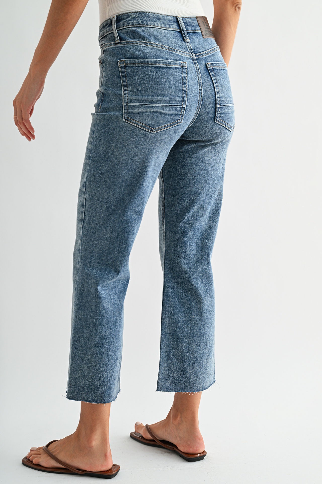 Vintage Whisker Cropped Flare Leg Jeans
