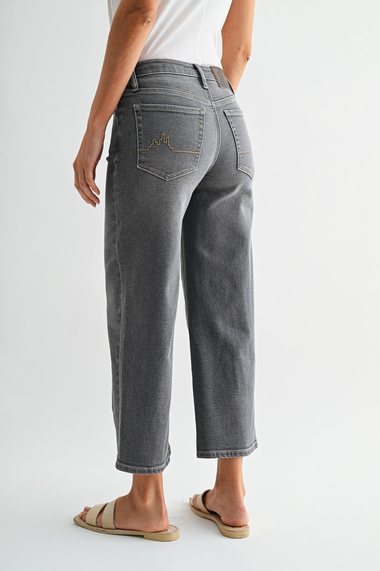 Grey Dover Cropped Straight Leg Denim