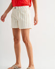 Pearl with Tamarind Stripe Pleated Trouser Short