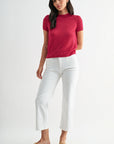 Bright Rose Short Sleeve Sweater