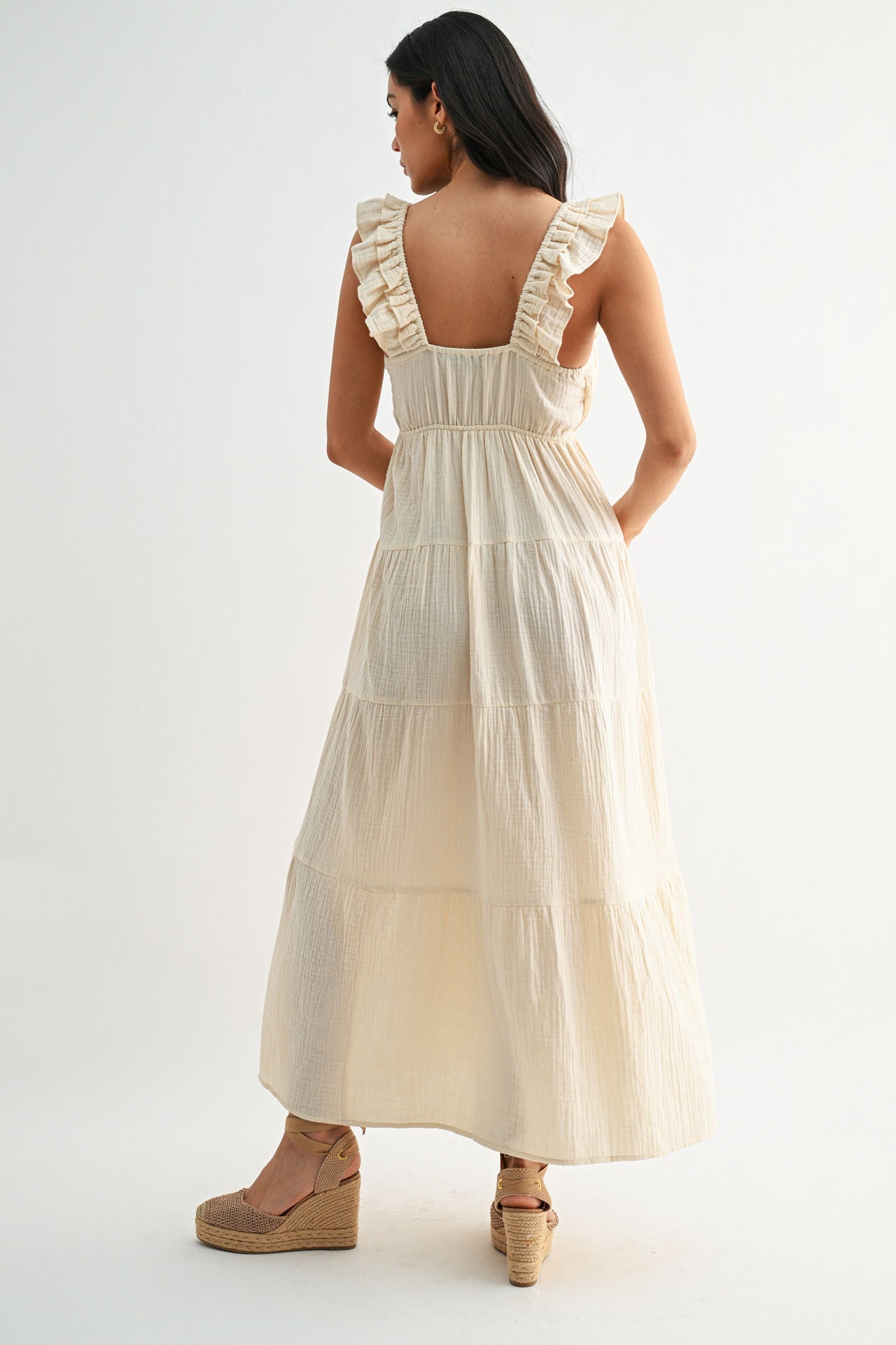 Pearl Empire Waist Tiered Maxi Dress