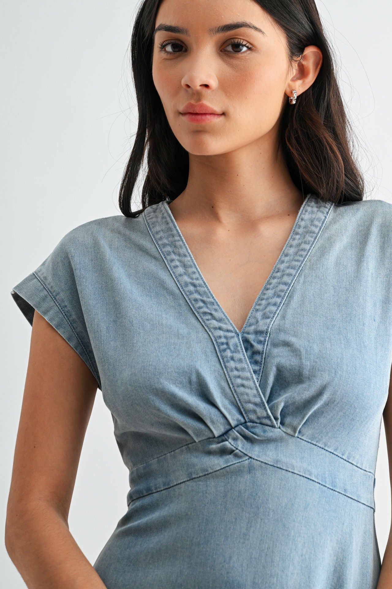 Light Indigo Denim Tiered Denim Dress