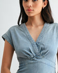 Light Indigo Denim Tiered Denim Dress