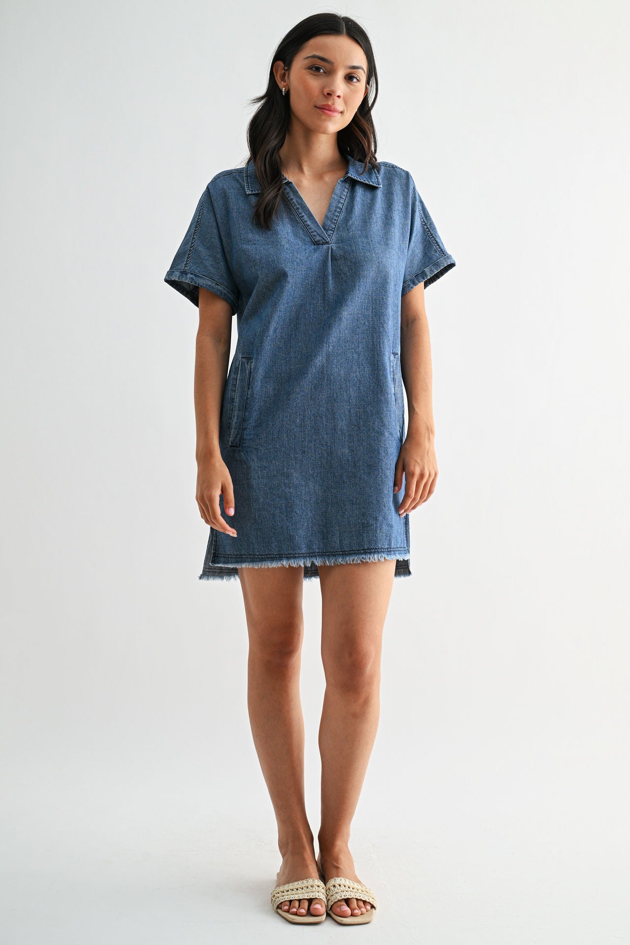 Vintage Wash Short Sleeve Denim Dress
