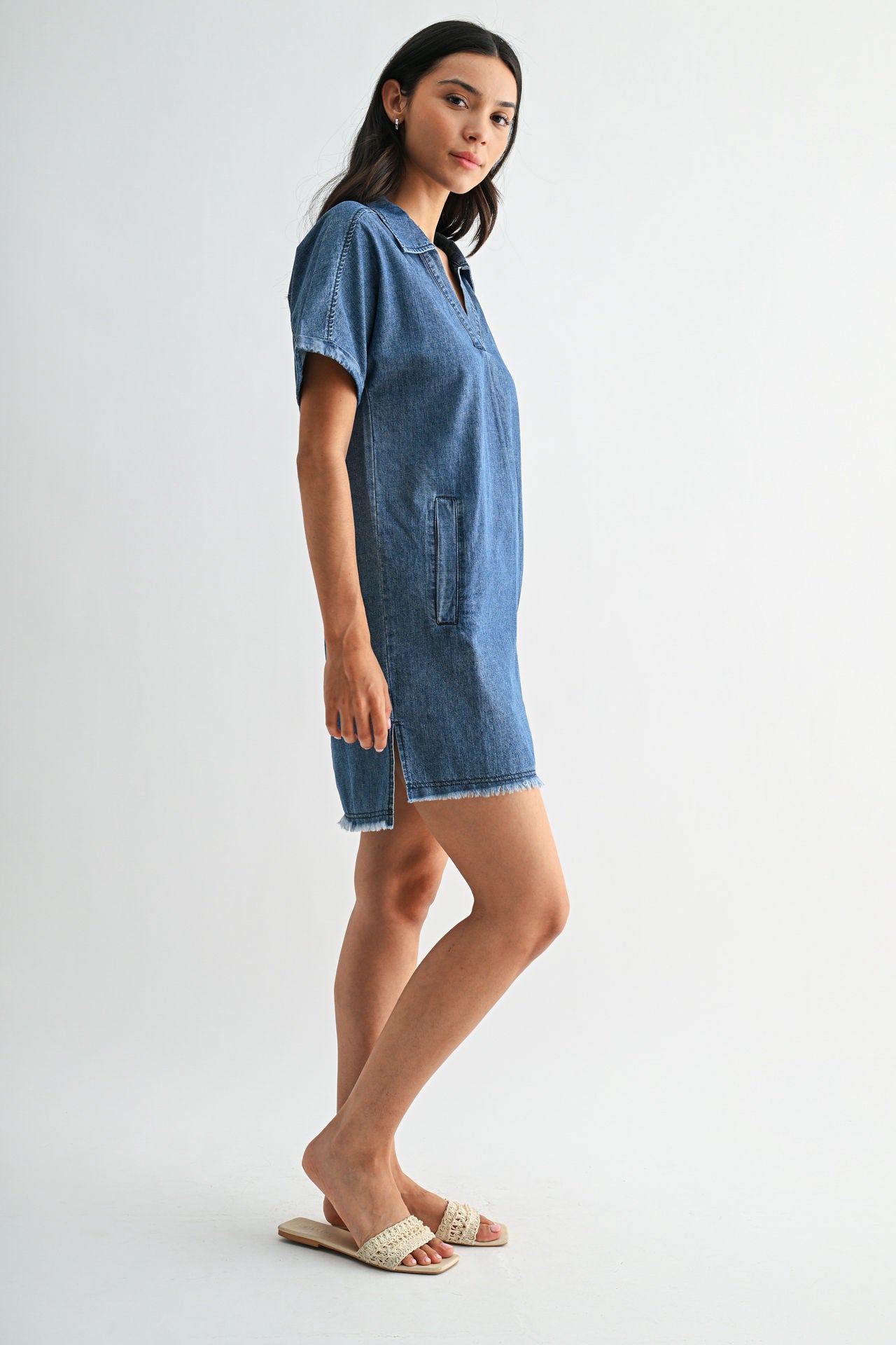 Vintage Wash Short Sleeve Denim Dress