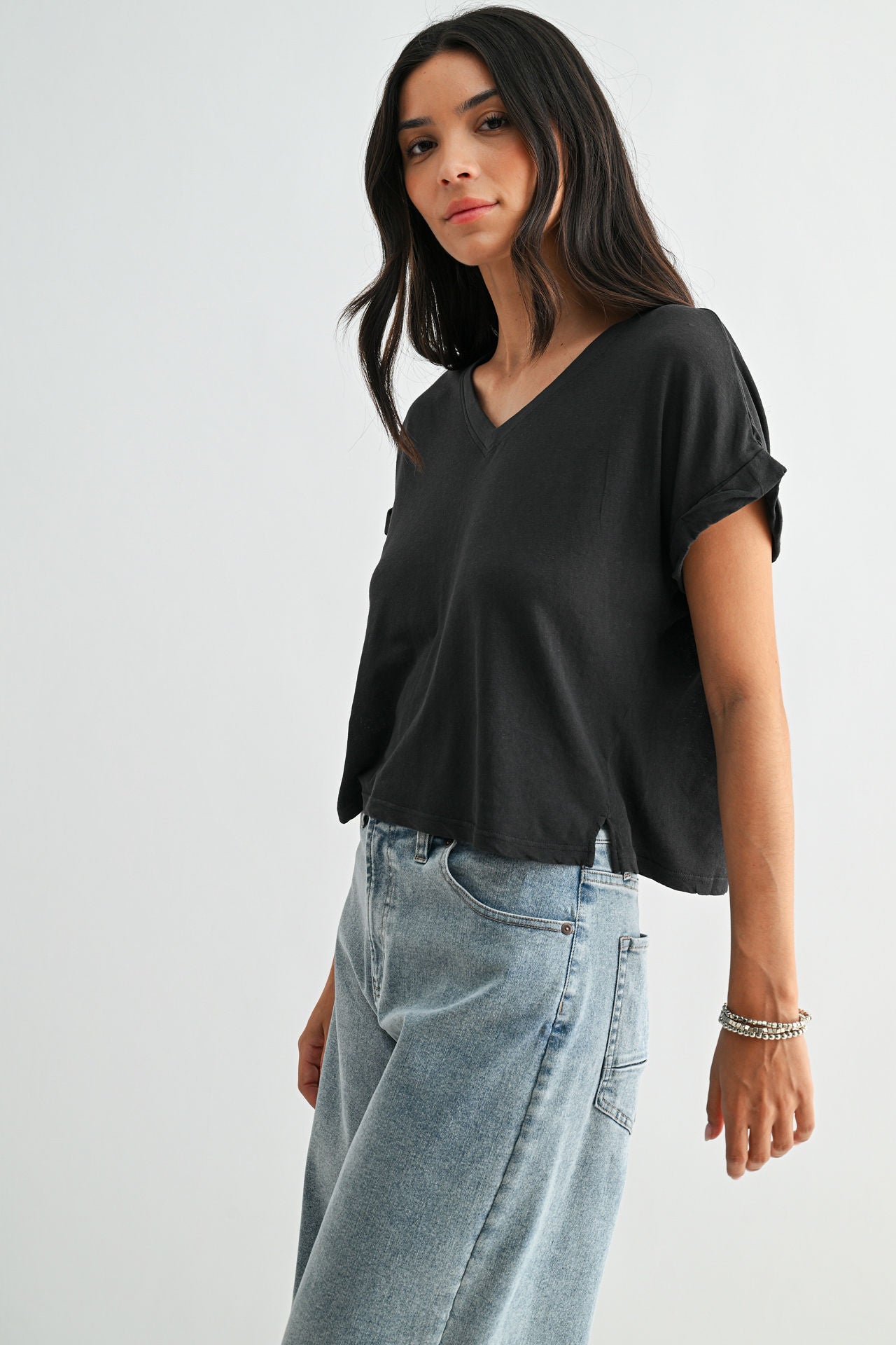 Black V-Neck Tee