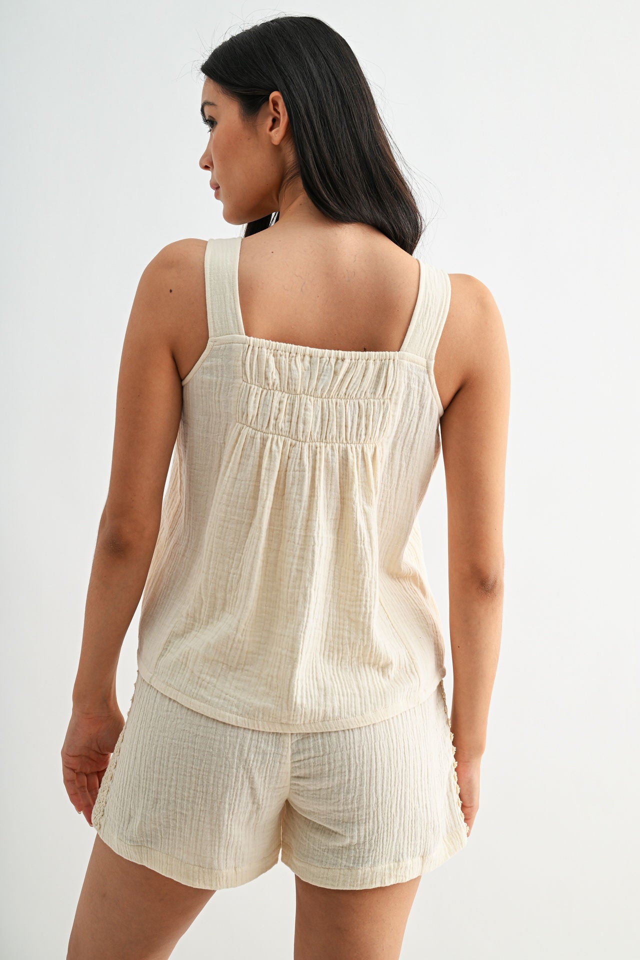 Pearl Beaded Neck A-Line Top