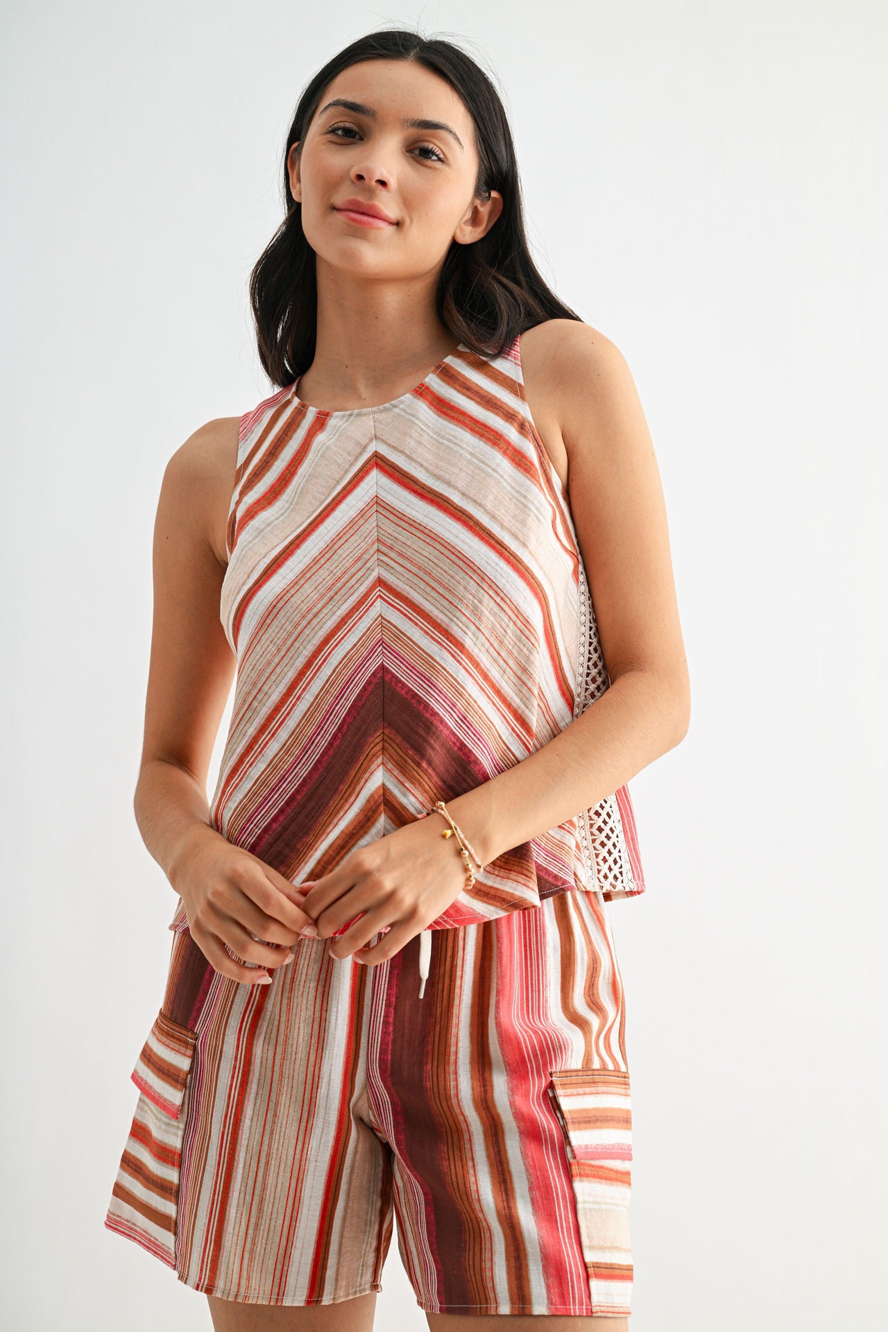 Red Multi Print A-line Tank Top