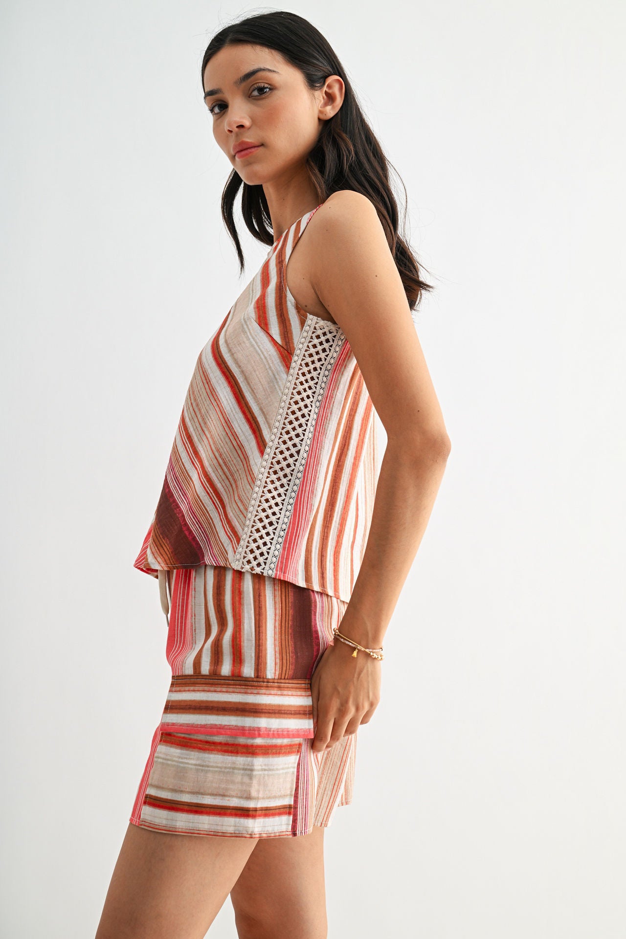 Red Multi Print A-line Tank Top