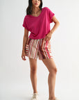 Bright Rose V-Neck Tee