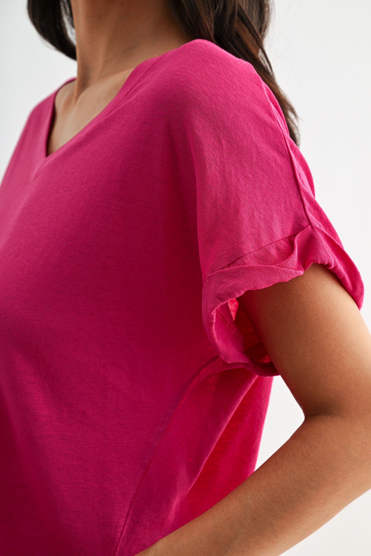 Bright Rose V-Neck Tee