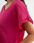 Bright Rose V-Neck Tee