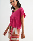 Bright Rose V-Neck Tee