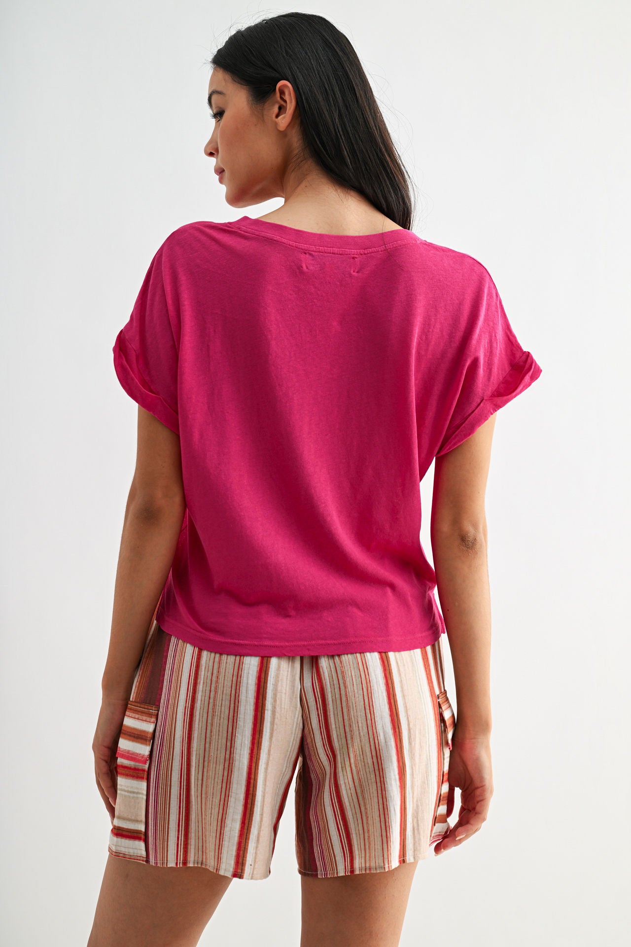 Bright Rose V-Neck Tee