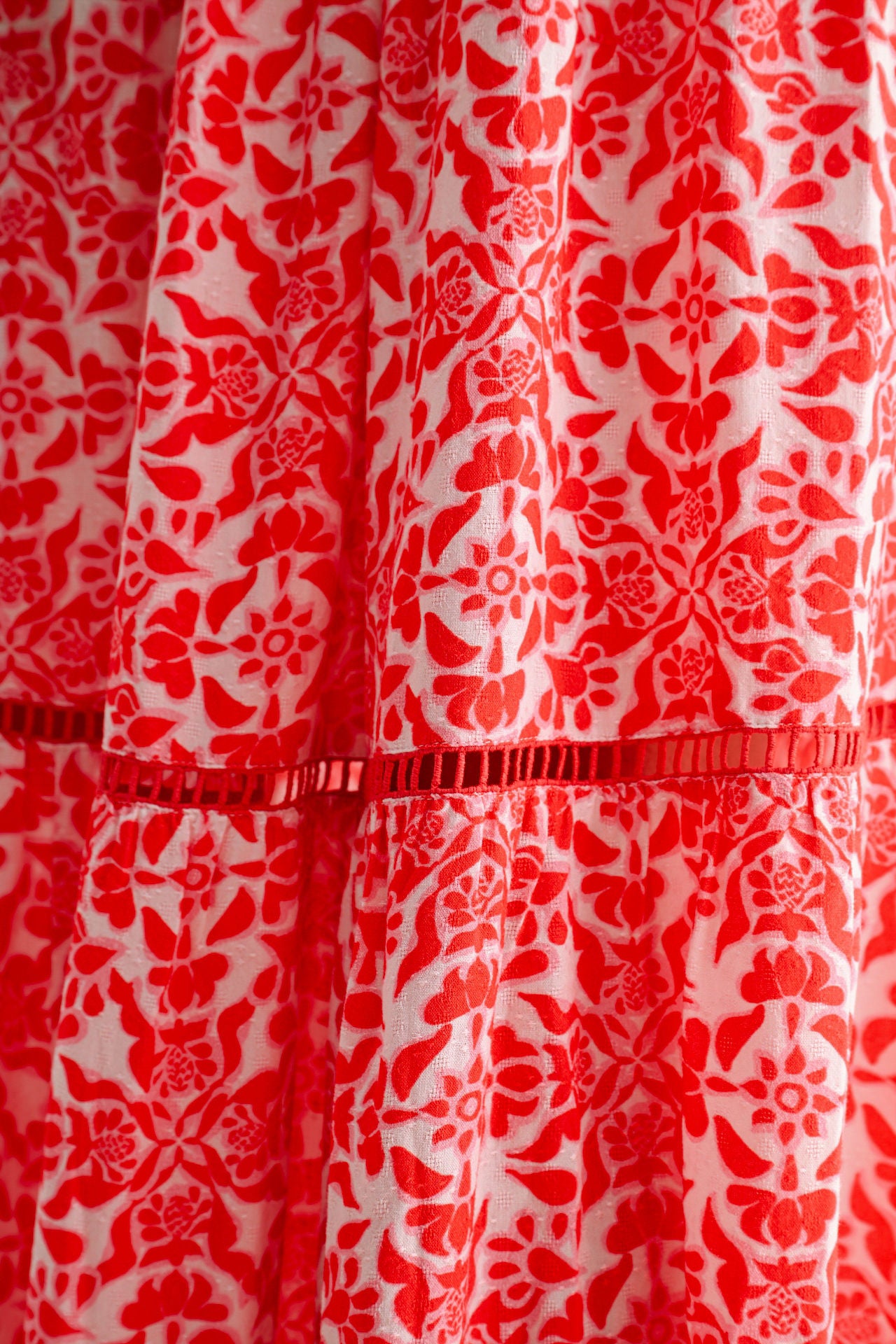 Red Multi Print Print Tiered V-Neck Maxi Dress