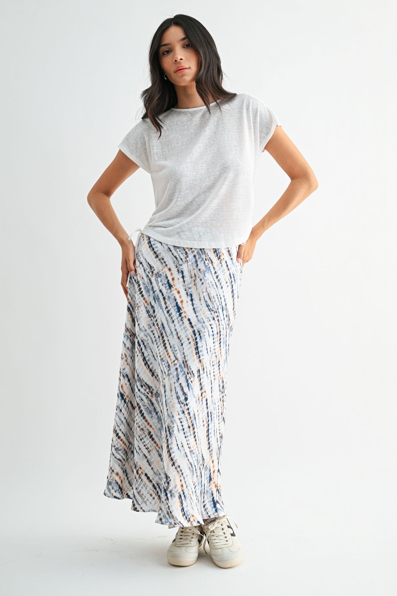 Caramel Cadet Blue Multi Bias Maxi Skirt