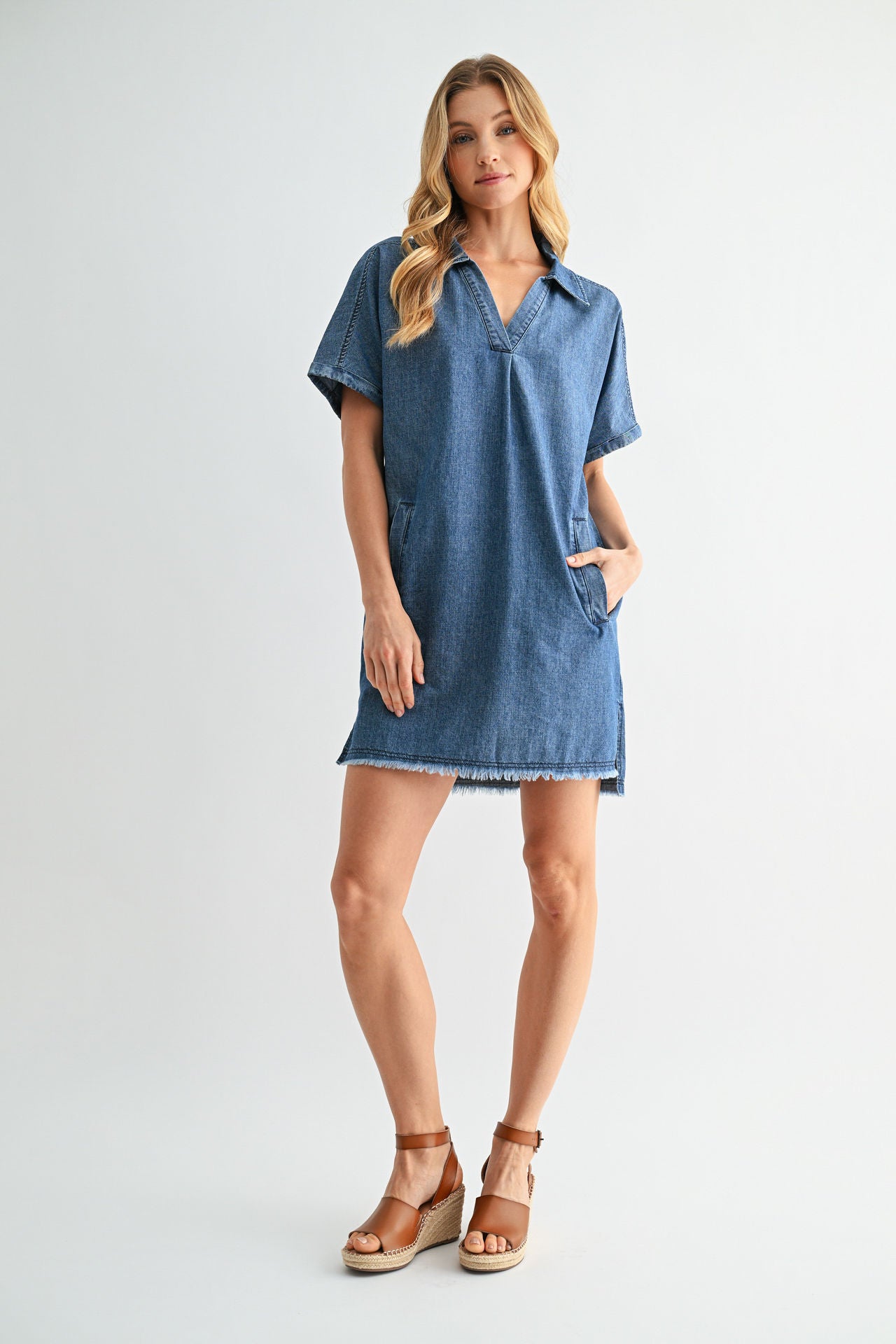 Vintage Wash Short Sleeve Denim Dress