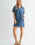 Vintage Wash Short Sleeve Denim Dress