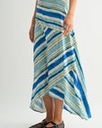 Cadet Blue Spliced Print Maxi Skirt