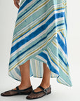 Cadet Blue Spliced Print Maxi Skirt