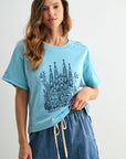 Short Sleeve Cropped Tee Blue Grotto