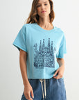 Short Sleeve Cropped Tee Blue Grotto