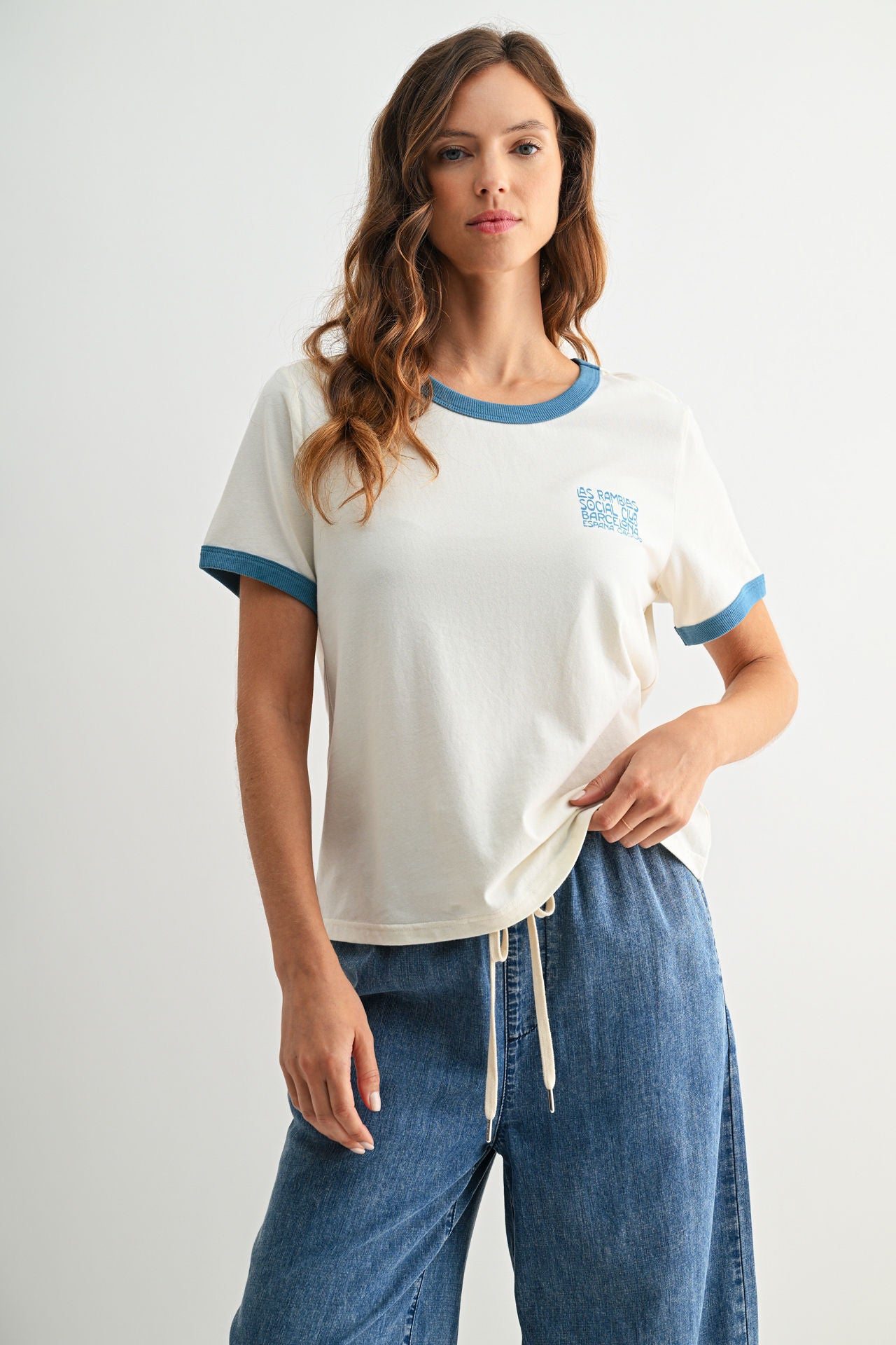 Graphic Ringer Tee Gardenia