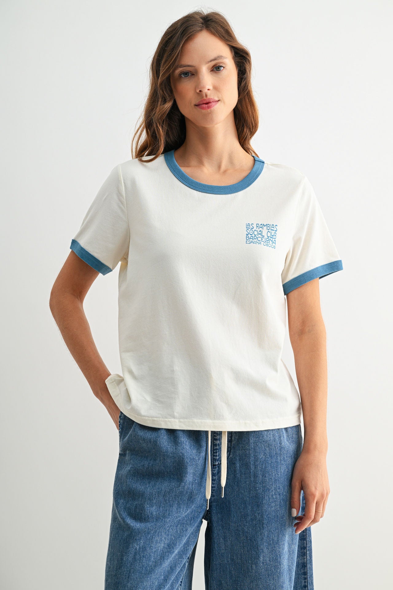 Graphic Ringer Tee Gardenia