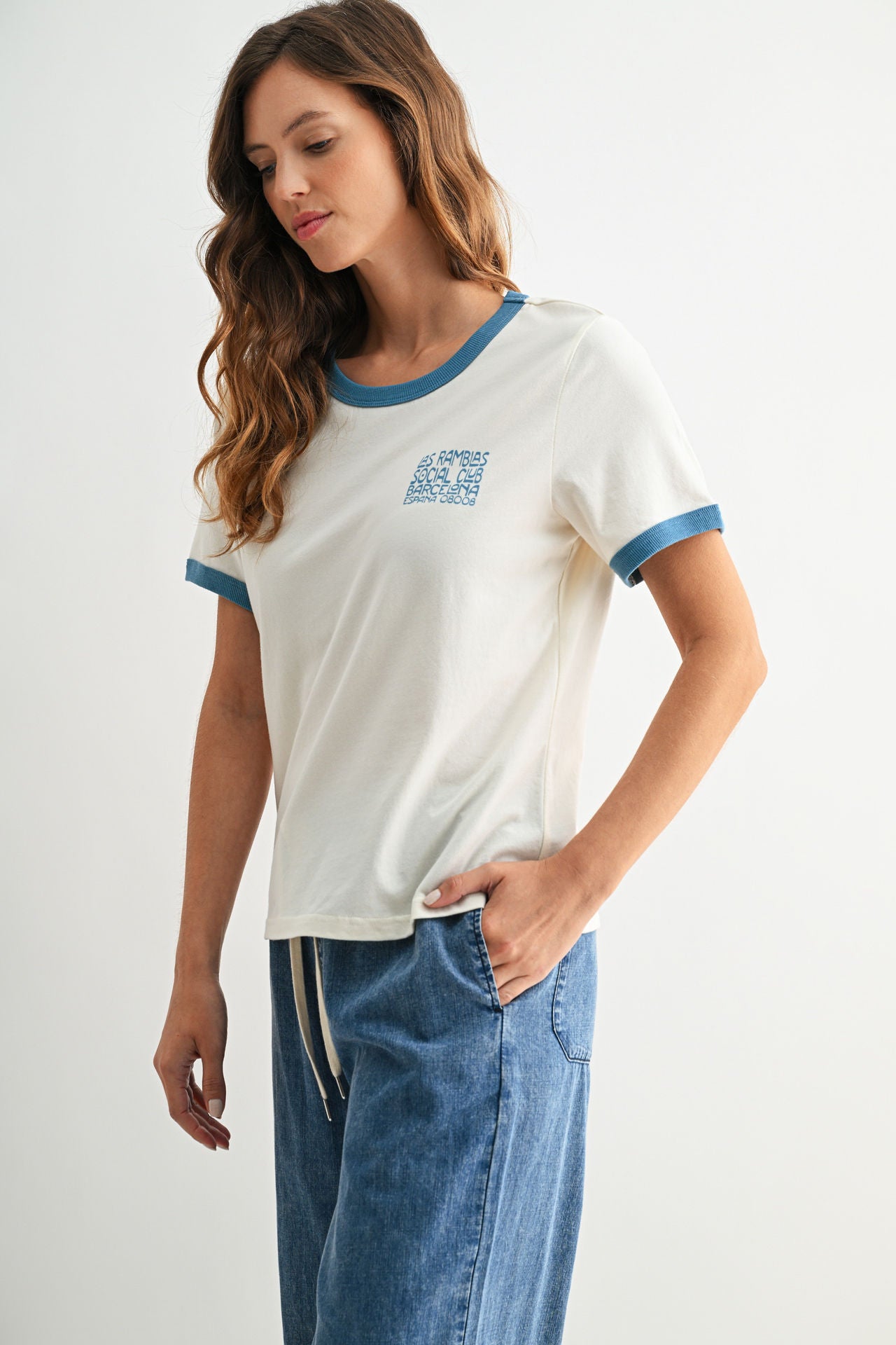 Graphic Ringer Tee Gardenia