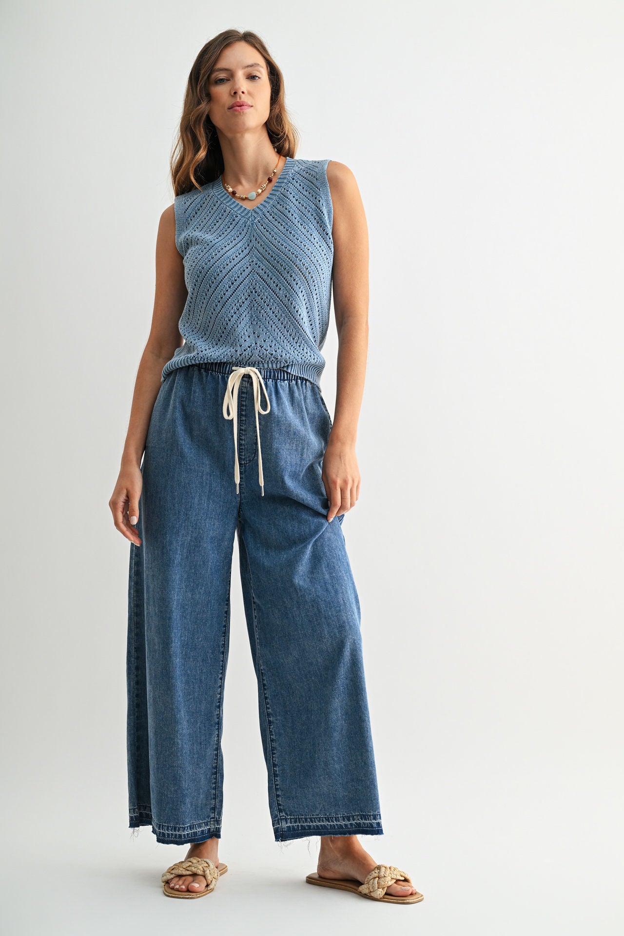 Pull On Lounge Crop Pant Vintage Wash