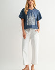Short Sleeve Cropped Tee Cadet Blue