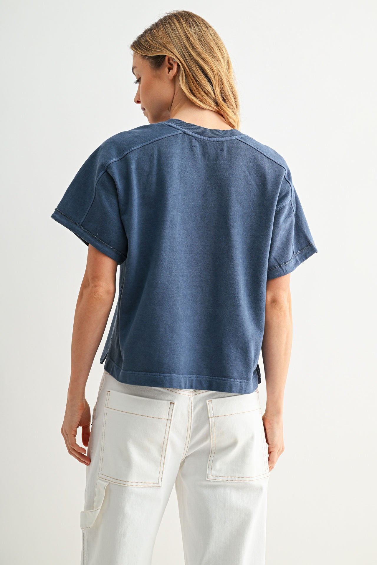 Short Sleeve Cropped Tee Cadet Blue