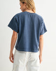 Short Sleeve Cropped Tee Cadet Blue
