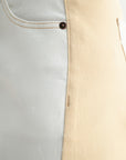 Color Blocked Denim Skirt Ivory