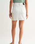 Color Blocked Denim Skirt Ivory
