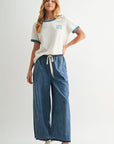 Pull On Lounge Crop Pant Vintage Wash