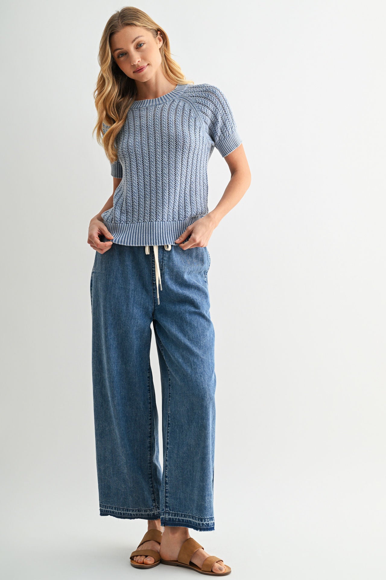 Pull On Lounge Crop Pant Vintage Wash