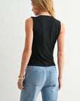 Asymmetric Neck Knit Top Black