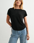 Side Tie Knit Top Black